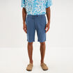 Bermuda chino &agrave; coulisse lin m&eacute;lang&eacute; bleu homme