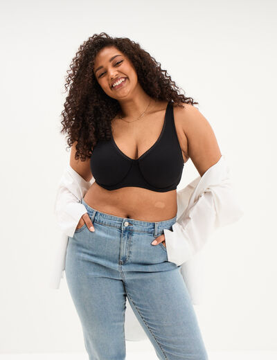 Soutien-gorge foulard coton majoritaire noir femme grande taille