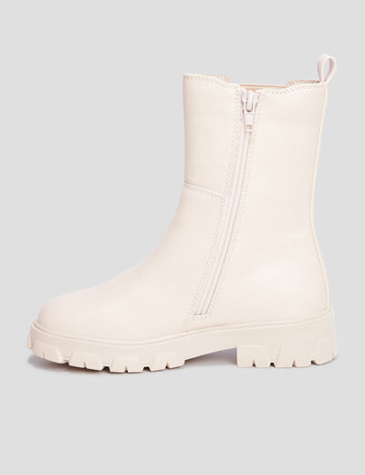Bottines zippées semelle crantée rose clair fille