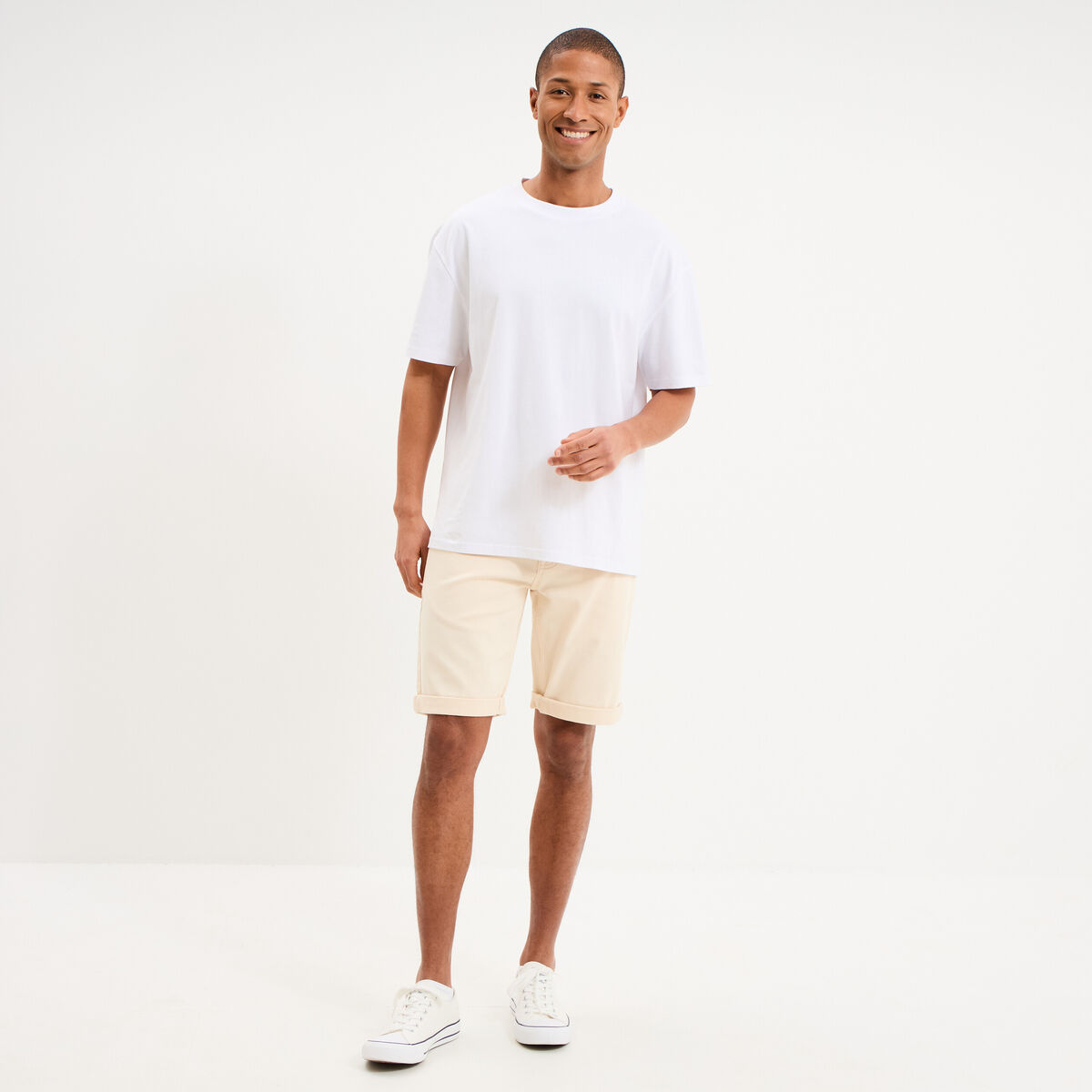 Bermuda en jean straight 5 poches ecru homme