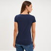 T-shirt coton col rond manches courtes bleu marine femme