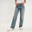 Jean droit taille basse coton denim dirty femme
