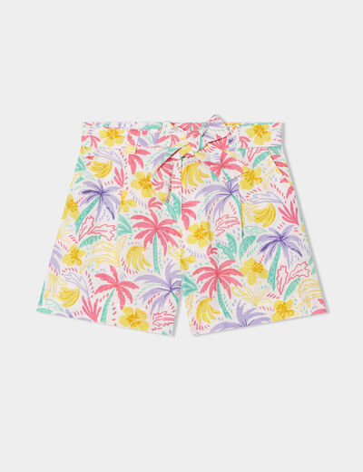 Short slouchy fluide ceinturé ecru fille