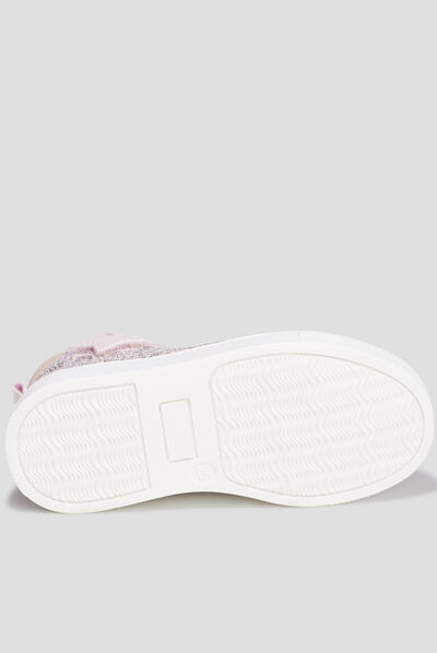 Baskets montantes pailletées zippées rose fille
