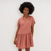 Robe courte fluide bas volants terracotta femme