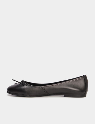 Ballerines plates en cuir noir femme