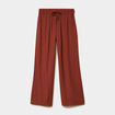 Pantalon effet cr&ecirc;pe taille &eacute;lastiqu&eacute;e marron femme