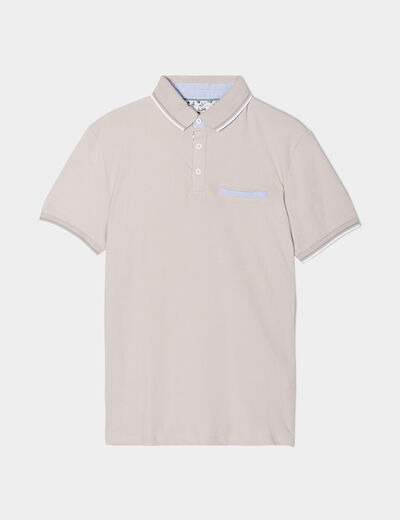 Polo piqu&eacute; manches courtes coton gris clair homme