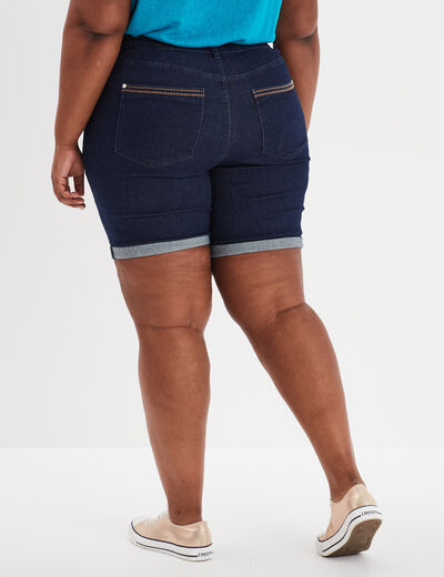 Bermuda taille haute 5 poches denim brut femme grande taille