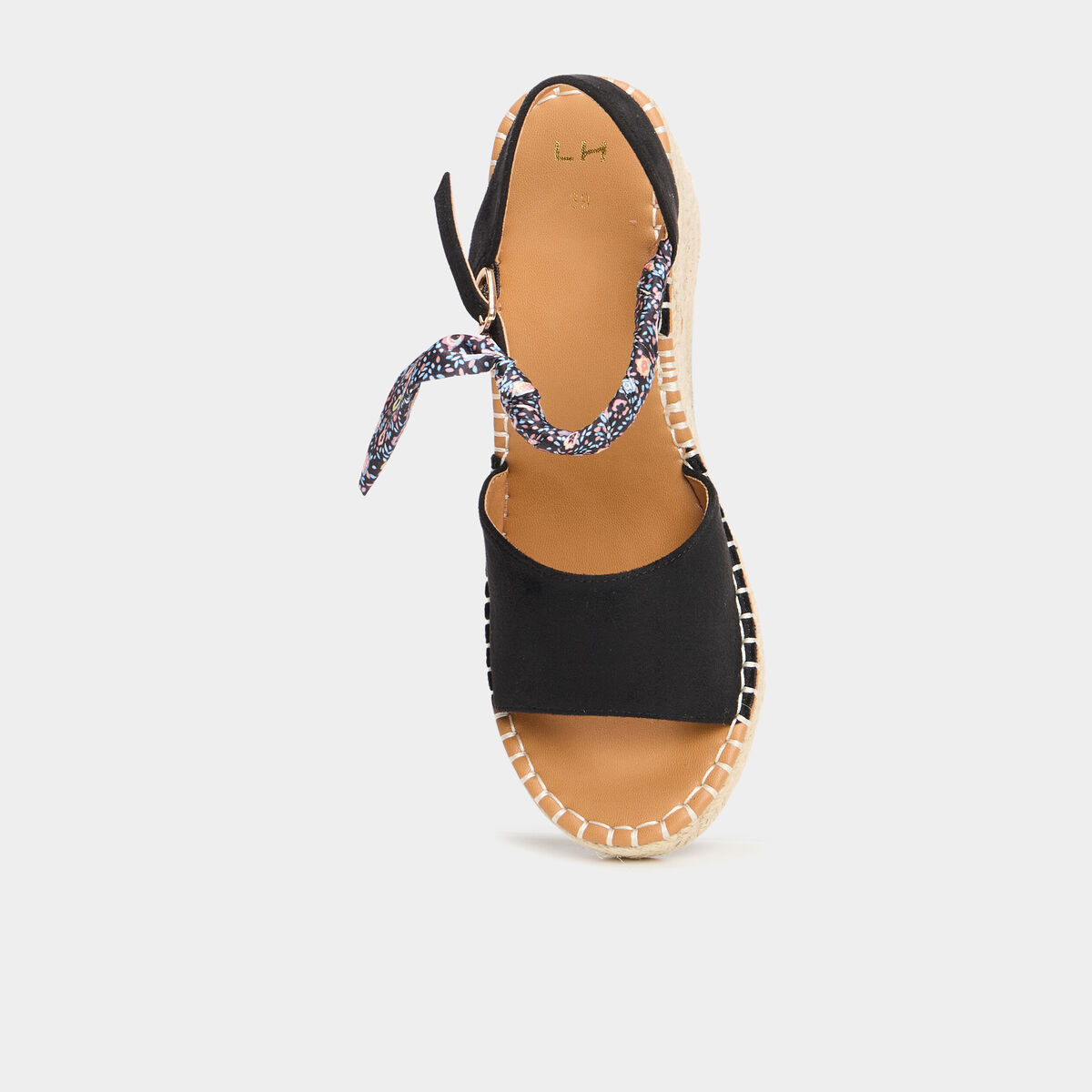 Sandales espadrille compens&eacute;es su&eacute;dine noir femme