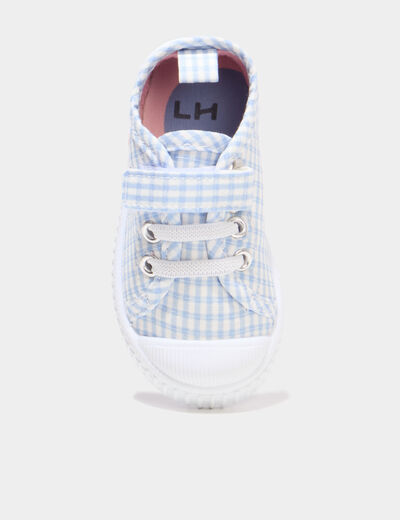 Tennis basses toile semelle souple bleu ciel b&eacute;b&eacute; fille