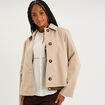 Trench court boutonn&eacute; beige femme