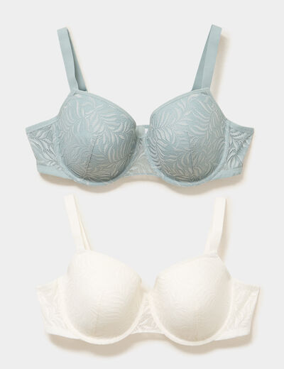 Lot 2 soutiens-gorge &agrave; coques embo&icirc;tants vert clair femme grande taille
