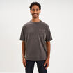 T-shirt droit col rond 1 poche coton gris fonc&eacute; homme