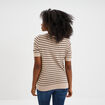 Pull manches courtes col rond beige femme