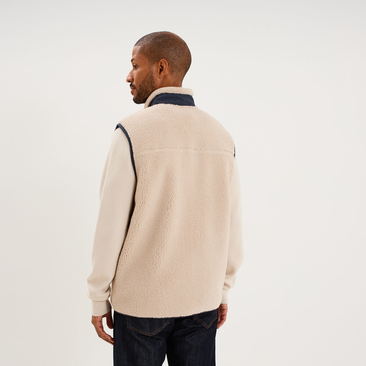 Gilet effet polaire sans manches beige homme