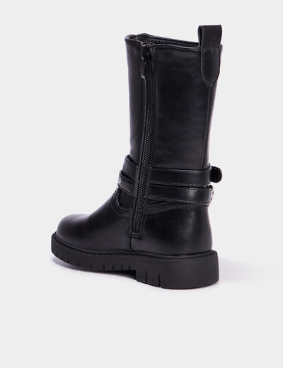 Bottes avec boucles coeur noir fille