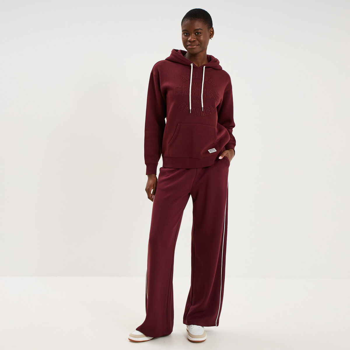 Pantalon de jogging large molletonn&eacute; violet fonc&eacute; femme