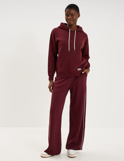 Pantalon de jogging large molletonn&eacute; violet fonc&eacute; femme