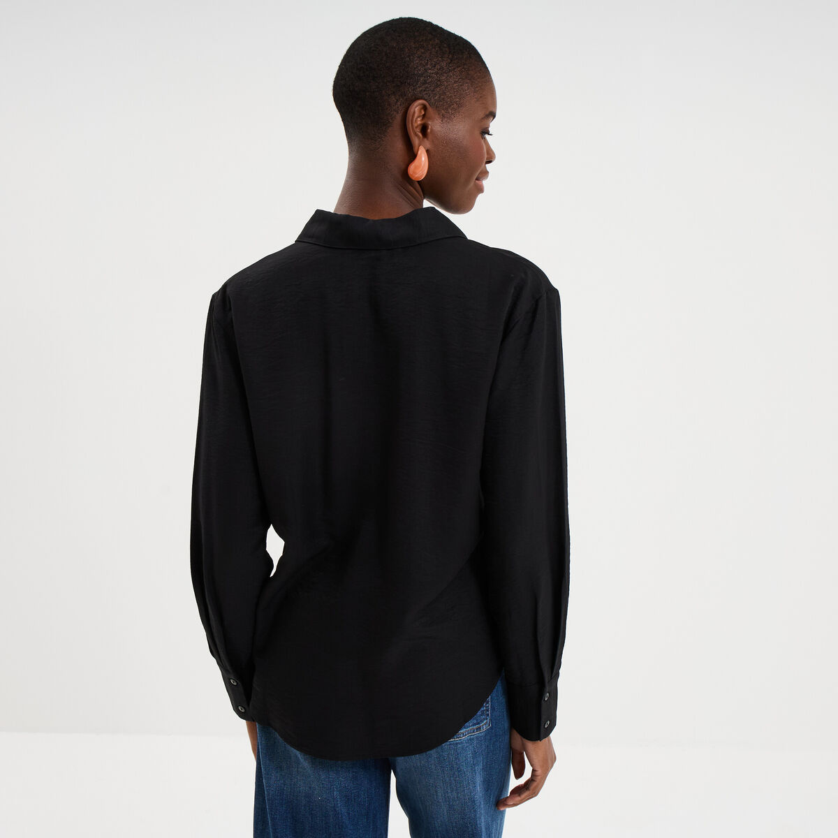 Chemise manches longues noir femme