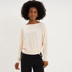 Pull encolure bateau manches longues beige femme