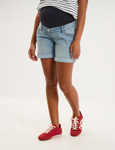 Short de grossesse en jean denim stone femme maternit&eacute;