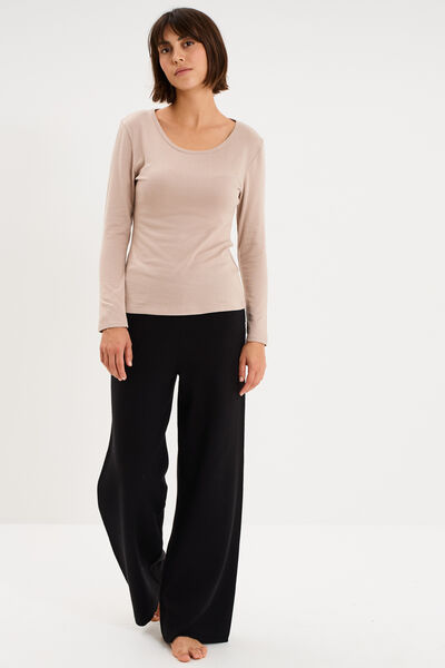 T-shirt thermique manches longues beige femme