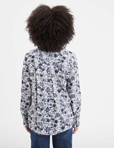 Chemise manches longues col mao ecru femme