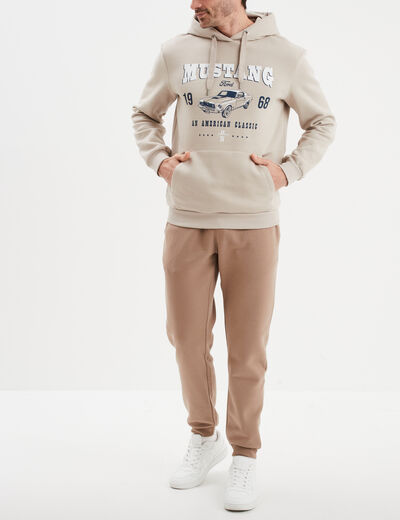 Pantalon jogging droit molleton taupe homme