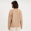 Pull col V ajour&eacute; manches longues beige femme