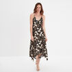 Robe longue évasée asymétrique noir femme