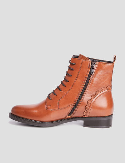 Bottines en cuir zippées marron femme