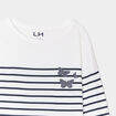 T-shirt coton col rond manches longues ecru fille