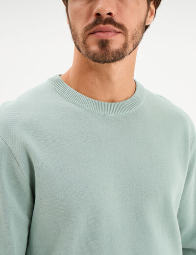 Pull col rond manches longues bleu gris homme
