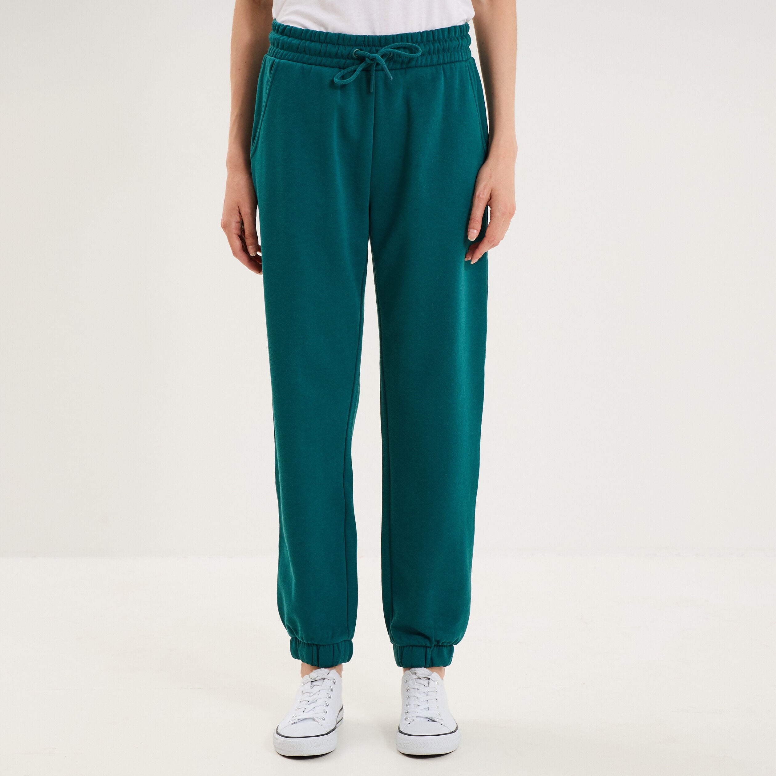 Pantalon de jogging molletonné vert foncé femme LH