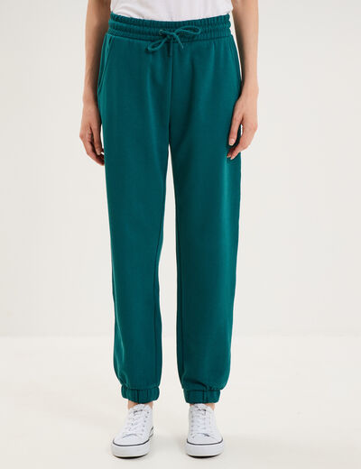 Pantalon de jogging molletonn&eacute; vert fonc&eacute; femme