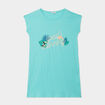 Chemise de nuit manches courtes coton bleu turquoise femme