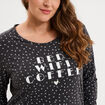 Chemise de nuit manches longues gris fonc&eacute; femme grande taille