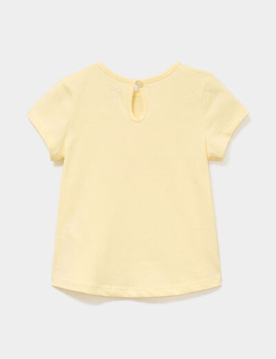 T-shirt droit manches courtes coton jaune clair b&eacute;b&eacute; fille