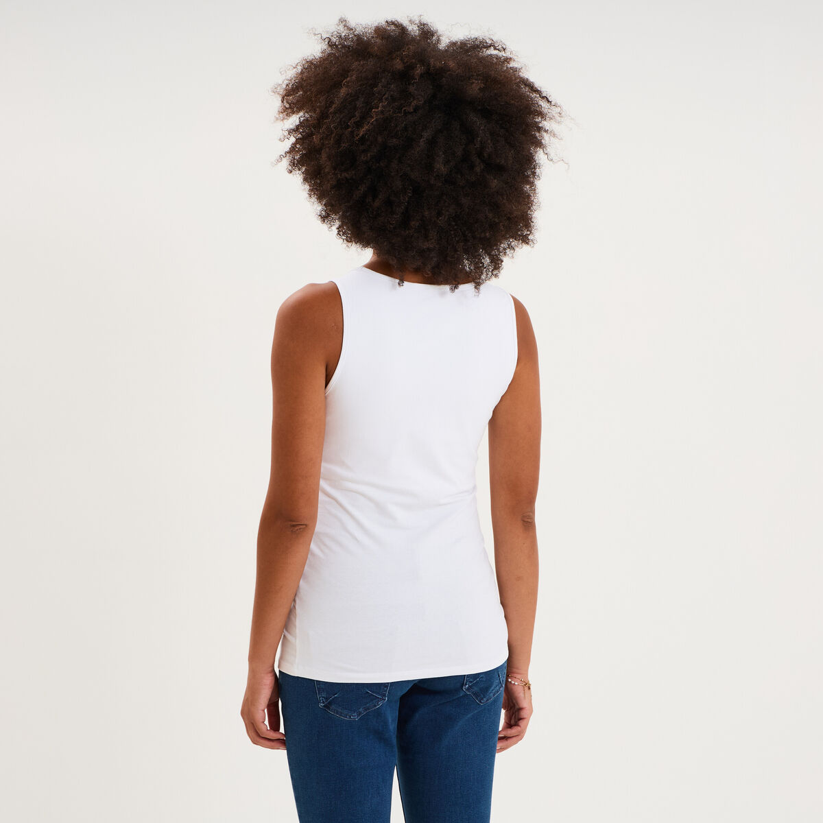 D&eacute;bardeur allaitement col rond stretch blanc femme maternit&eacute;