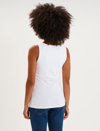 D&eacute;bardeur allaitement col rond stretch blanc femme maternit&eacute;