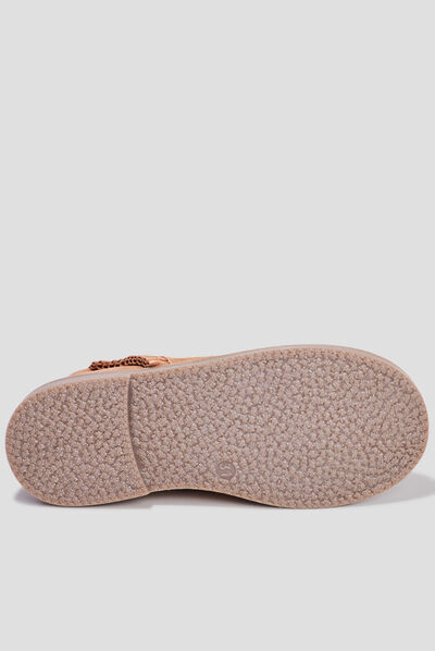 Bottines à volants en cuir camel fille
