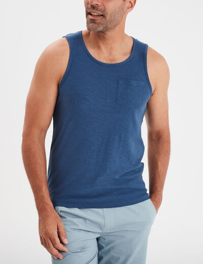 Débardeur droit 1 poche coton Creeks bleu foncé homme