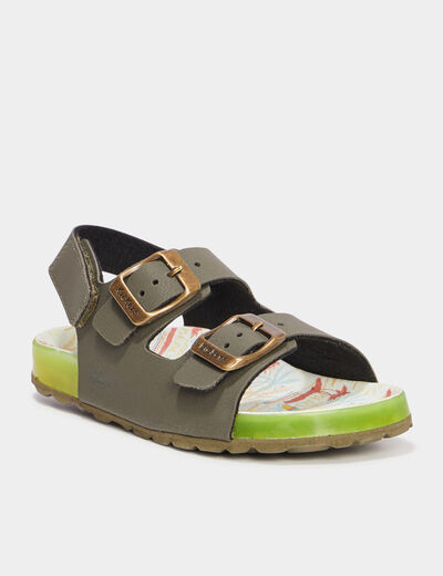 Sandales avec boucles Kickers vert kaki garçon