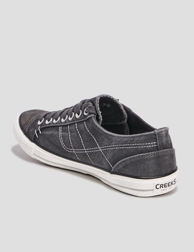Tennis basses en toile &agrave; lacets gris homme