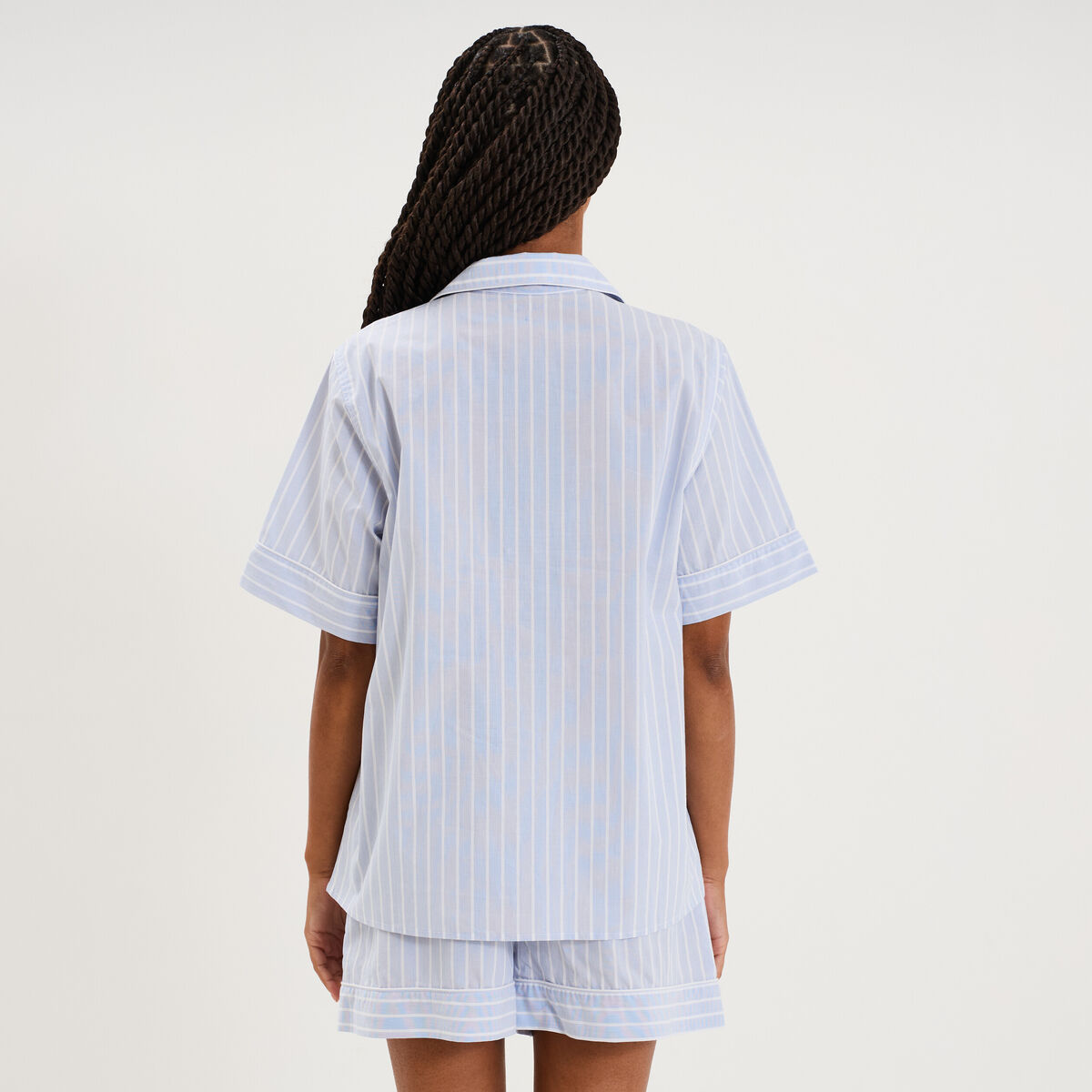 Ensemble pyjama chemise et short ecru femme