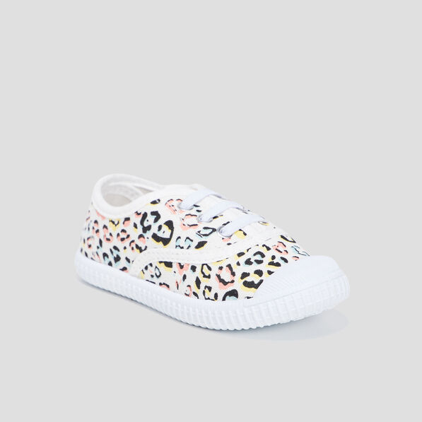 Tennis en toile à lacets multicolore fille