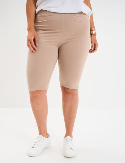 Legging court cycliste coton sable femme grande taille