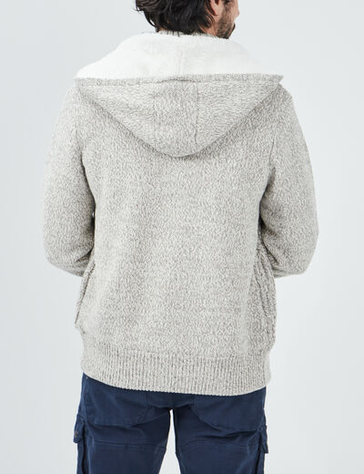 Gilet à capuche doublée polaire ivoire homme