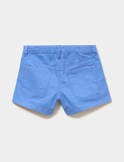 Short droit en coton taille ajustable bleu electrique fille